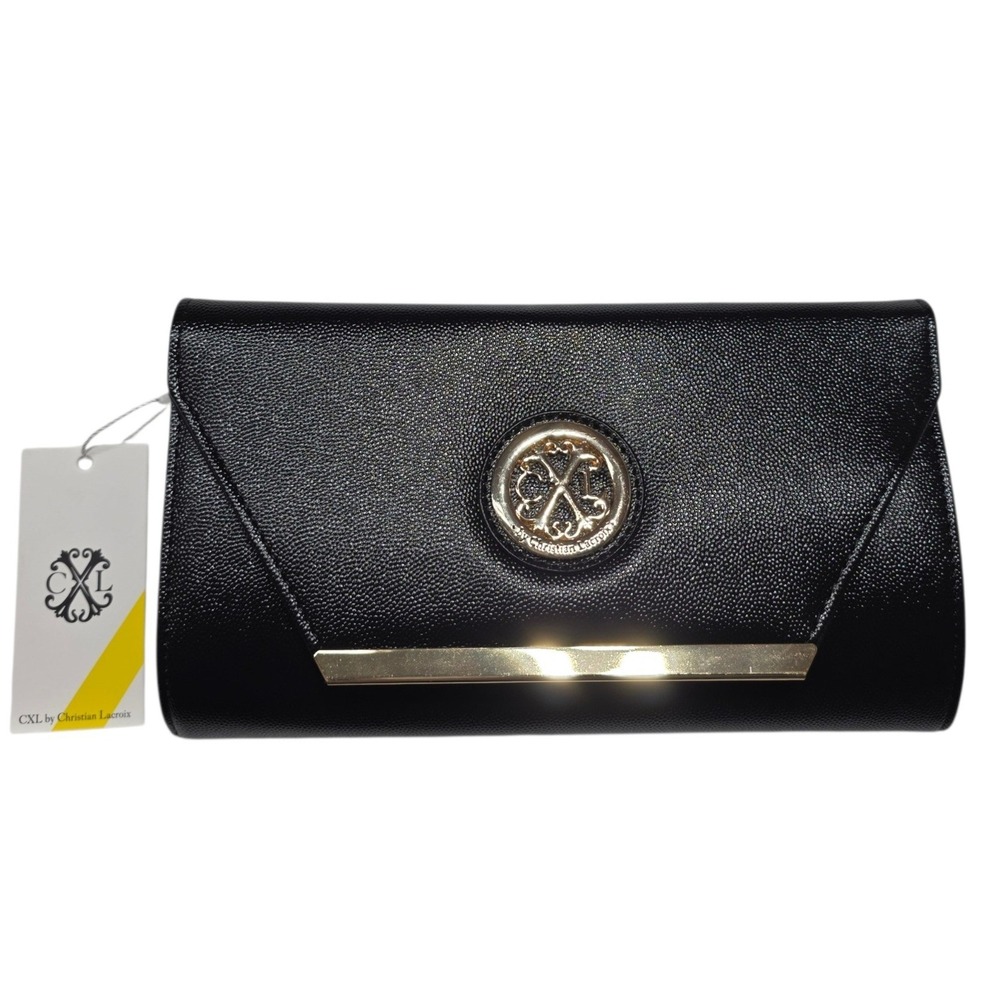 CXL by Christian Lacroix Glam Caviar Clutch Women OS Black Detachable Chain
